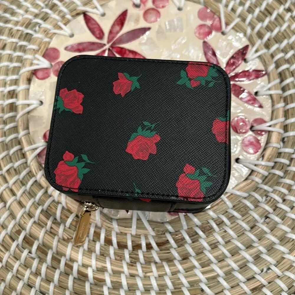 Kate spade Madison rose toss print faux leather jewelry case NEW